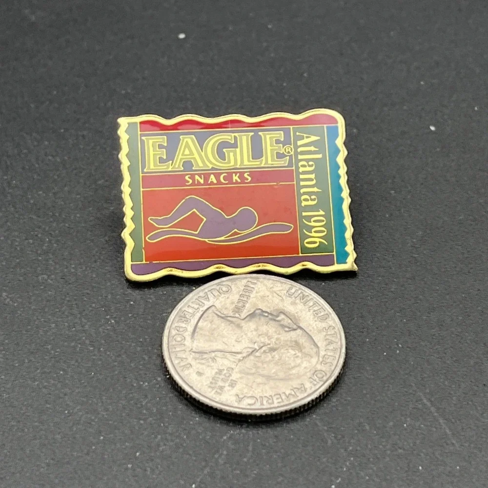 Vintage 1996‎ Atlanta Olympic Games Eagle Snacks Swimming Lapel Hat Pin